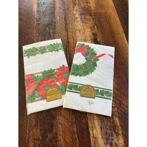Set Of 2 Hallmark Christmas Bridge Covers 44" X 44" Holiday Tablecloths